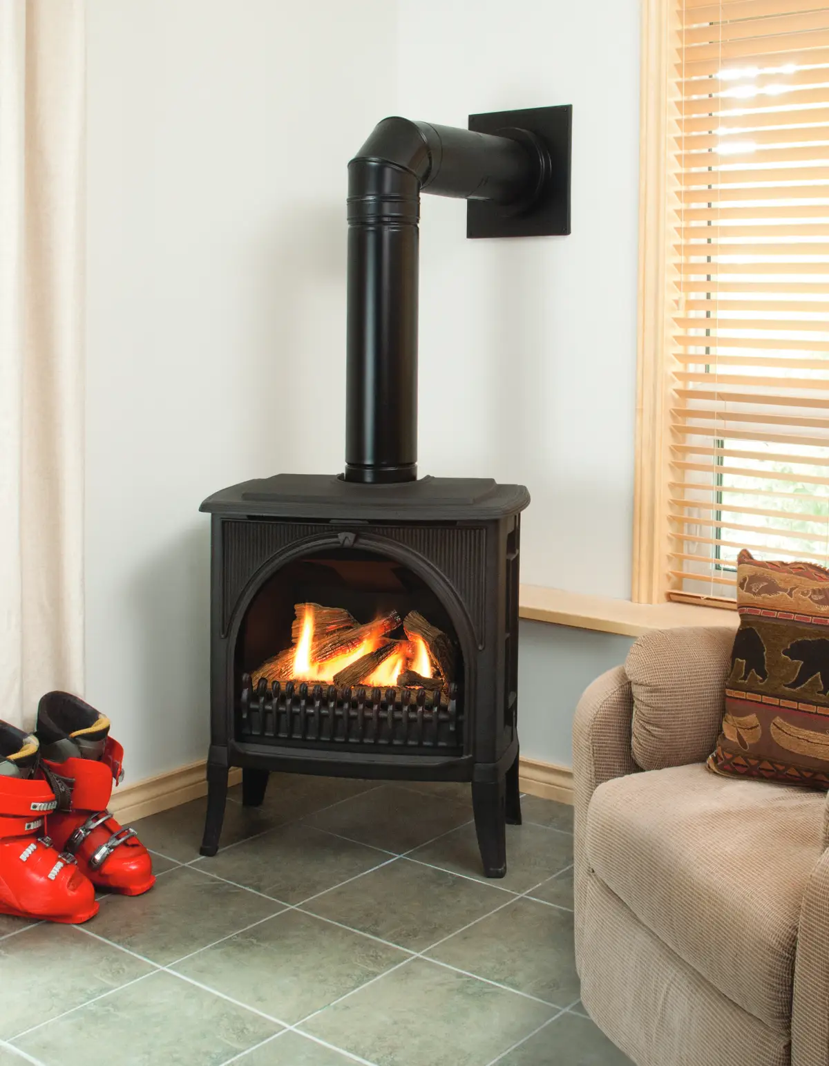 Service & maintenance Arched Front in Black with Logs